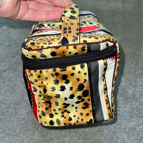 VTG Christian Dior Large Animal Print Makeup Cosmetic Travel Toiletry Bag Case - Picture 6 of 14